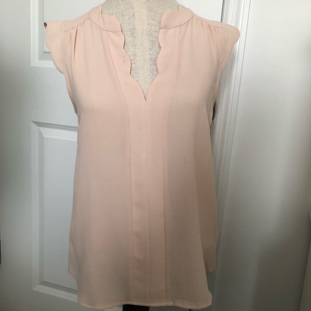 Monteau Cream Scalloped Detail Blouse